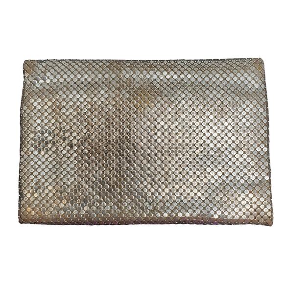 Whiting & Davis Metallic Silver Mesh Clutch Small Evening Bag Retro Glam Purse - Picture 3 of 8
